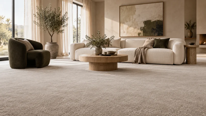 Contemporary room with carpet